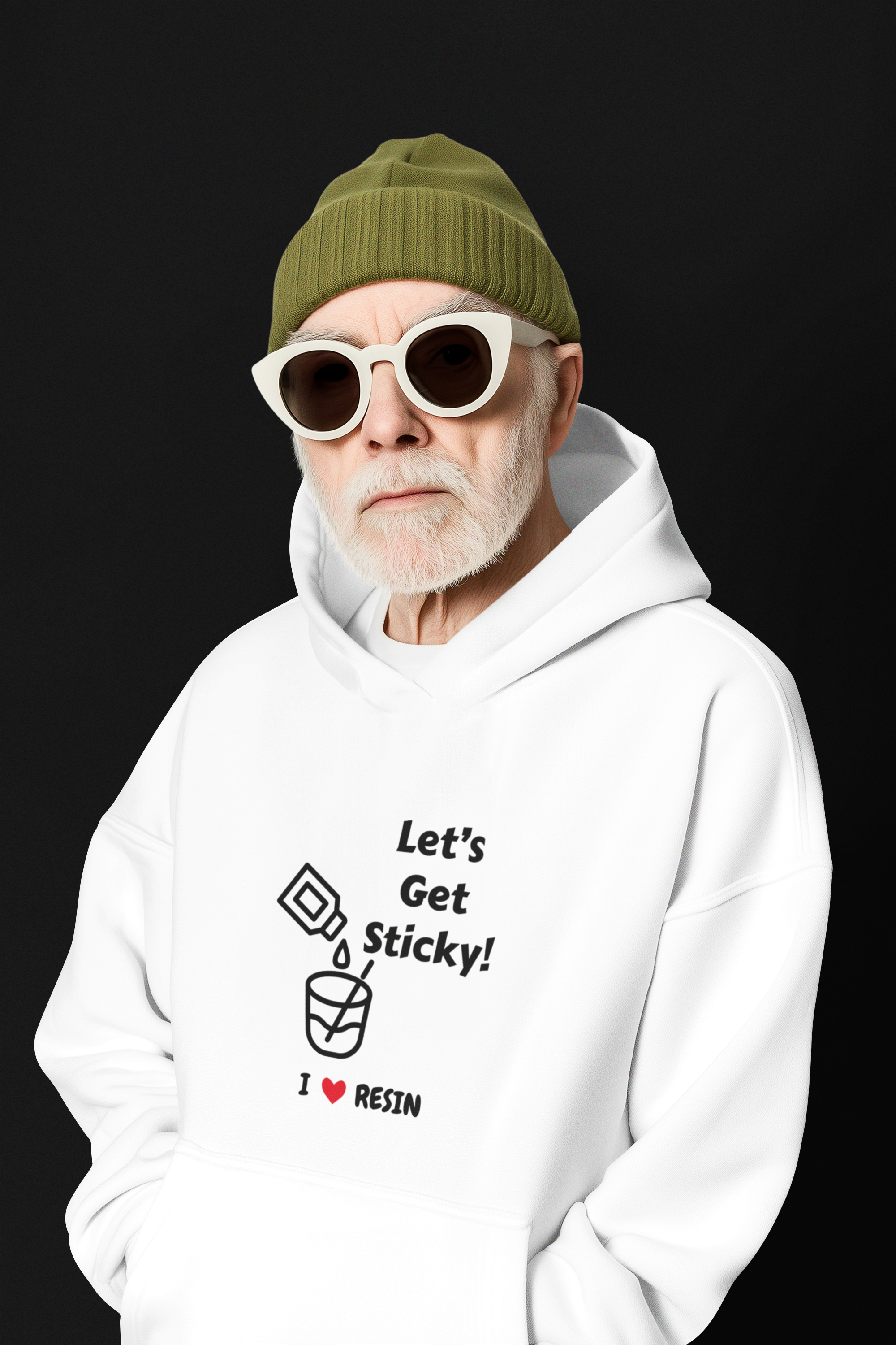 Resin Lover's 'Let's Get Sticky' Fleece Hoodie, Cozy Sweatshirt, Unisex Gift for Crafters, Art Supplies Enthusiast, Birthday Celebration Apparel