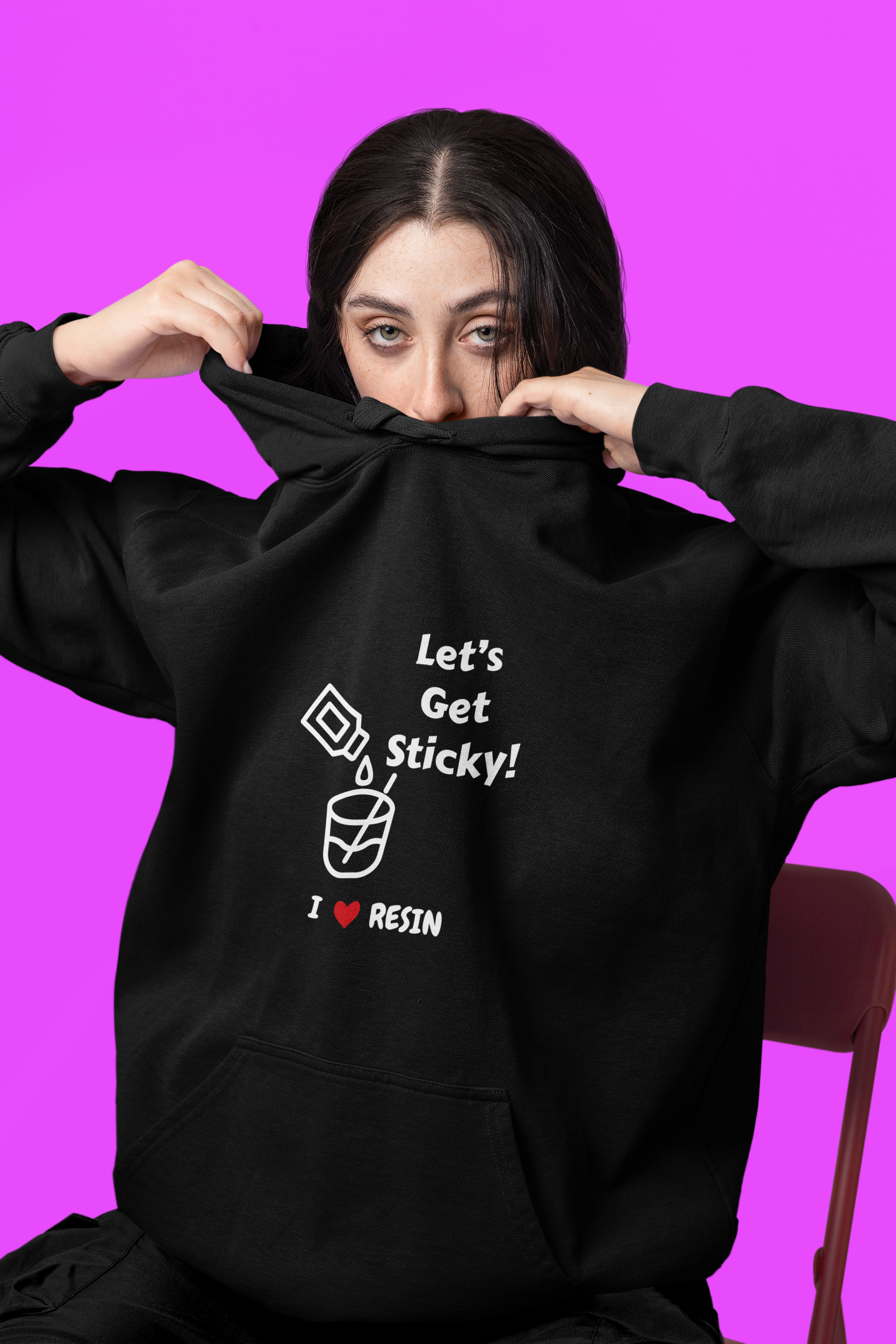 'Let's Get Sticky! Heart Unisex Hoodie, Cozy Pullover, Gift for Her, Valentine's Day, Casual Wear, Everyday Comfort, Heart Design